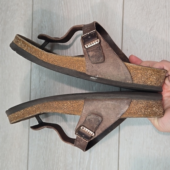 Birkenstock Women Gizeh Brown Sandals Slide Shoes Sz 39/8 Regular - Picture 9 of 10